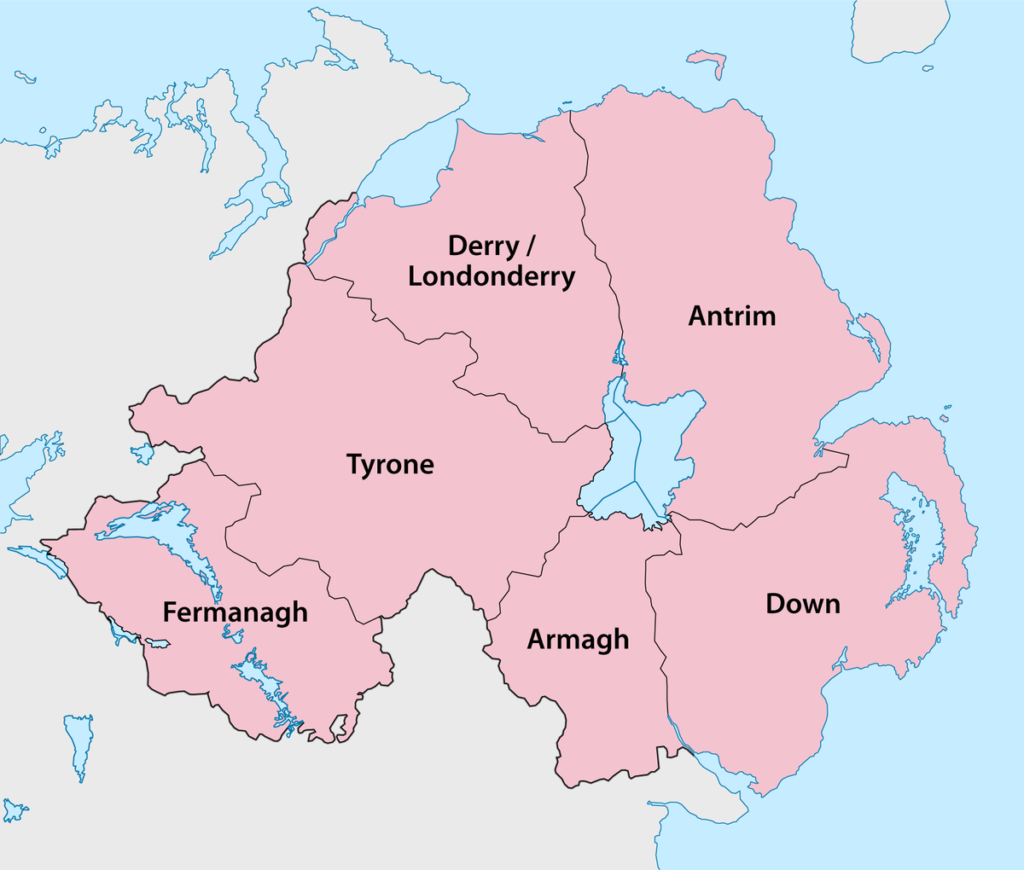 Areas of Northern Ireland Map